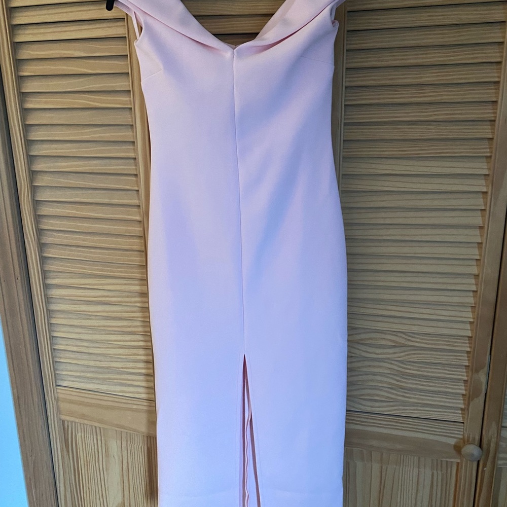 Bec and Bridge off the shoulder light pink dress